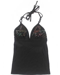 Mudd Solid Black Tankini with Cut Out Detail on bodice.